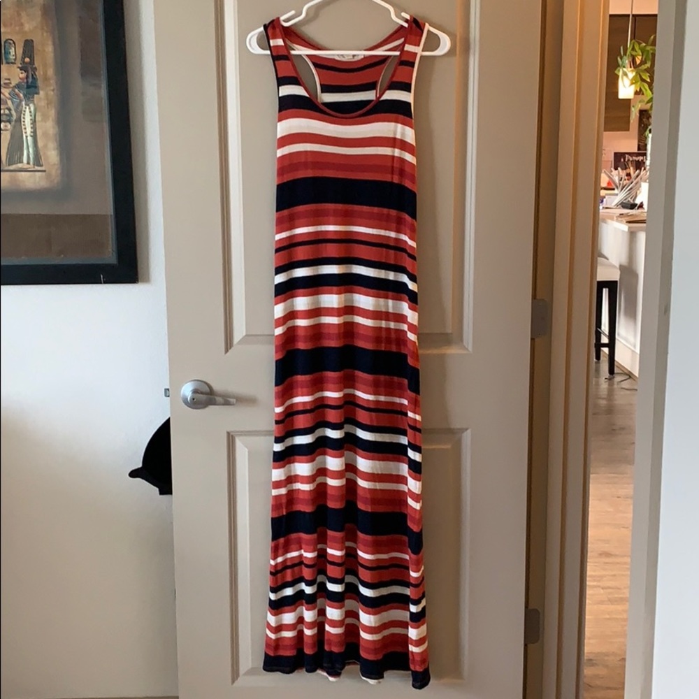 Pink Rose striped maxi dress